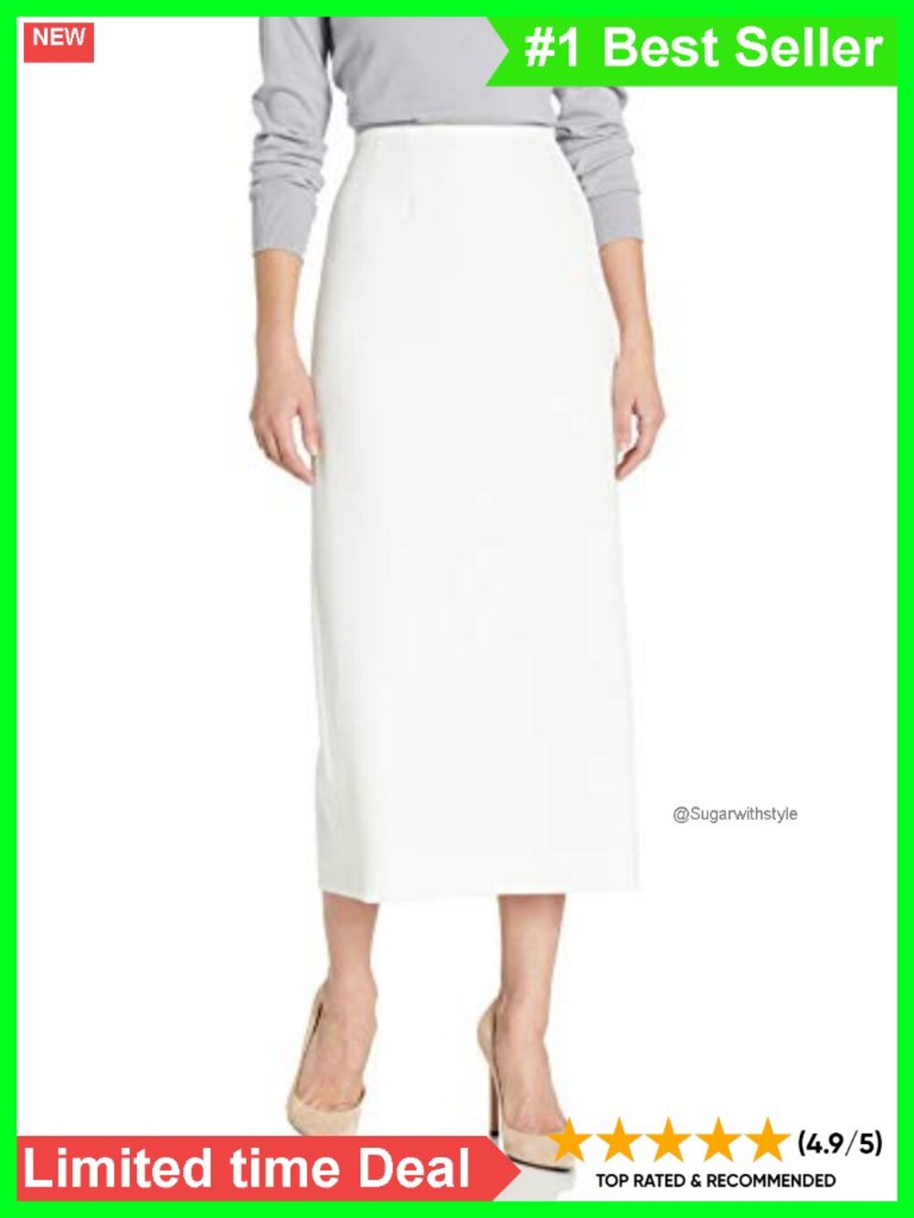 Stretch Crepe Column Long-Length Skirt Wear to Work Business Casual